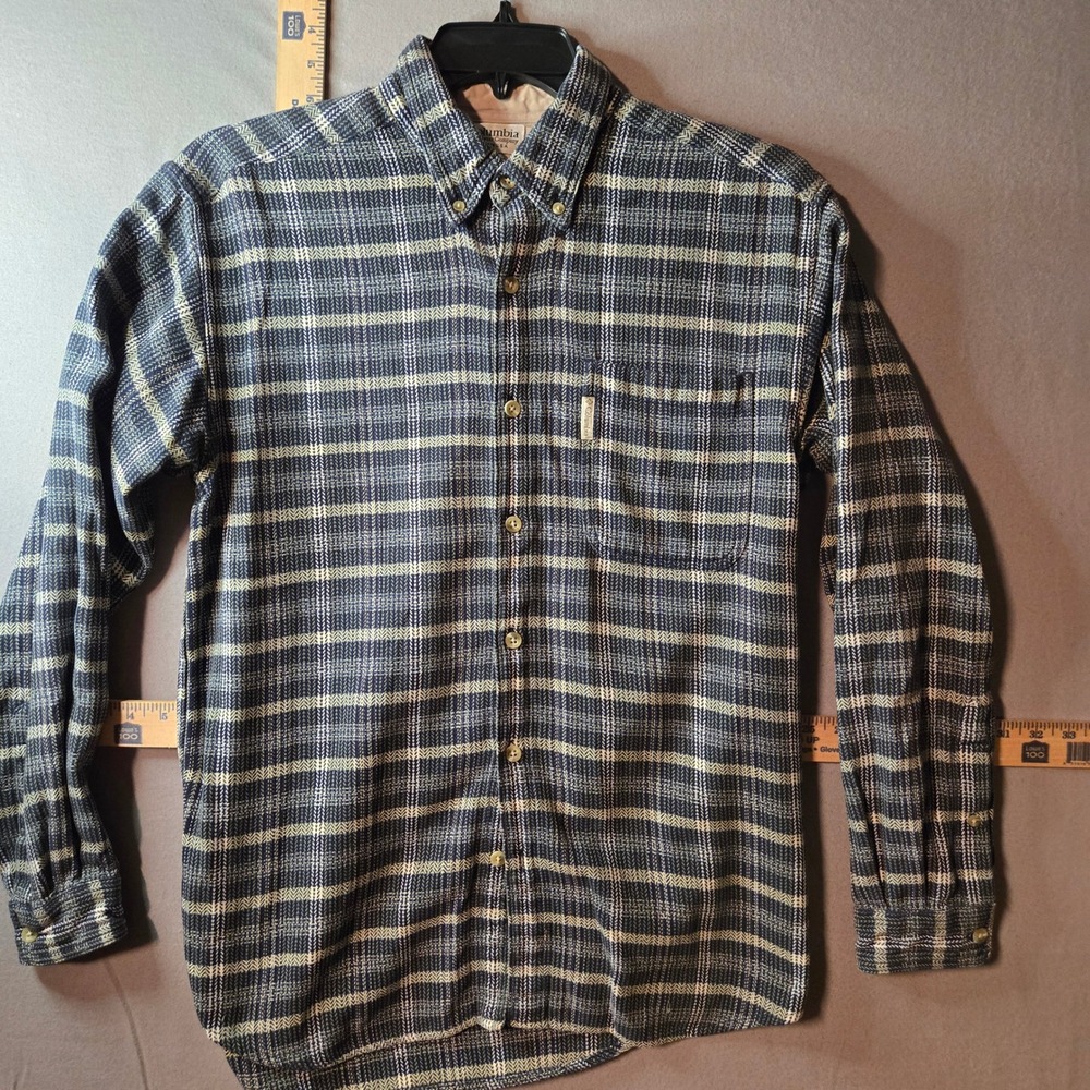 Columbia Sportswear Mens Blue Plaid Flannel Button Down Shirt Size M
